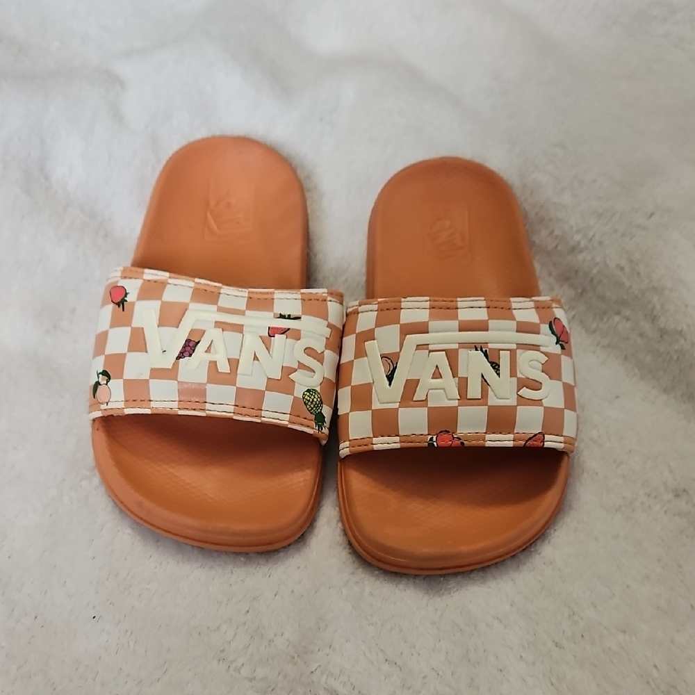 Vans Kids Slide Sandals - Orange Checkered